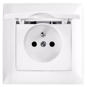Единичен контакт със заземяване и капаче с рамка OSTE JNH005-G White