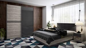 Спален комплект Modern (сив дъб кастело + МДФ антрацит гланц)