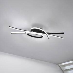 FISCHER & HONSEL LED таванна лампа Biba, черна, дължина 100 cm, метал, CCT, Затъмняване, Черен, Дневна/трапезария, Метал, Модерен