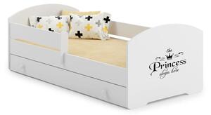Детско легло Luk с парапет и чекмедже с различни мотиви (140 х 70 см, princess)