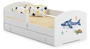 Детско легло Luk с парапет и чекмедже с различни мотиви (140 х 70 см, shark)
