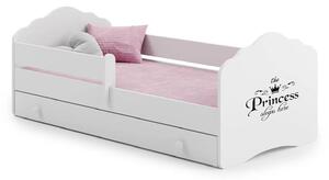 Детско легло FALA с парапет и чекмедже с различни мотиви (140 х 70 см, princess)