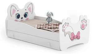 Детско легло Pink cat с чекмедже (140 х 70 см)