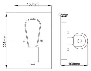 Quintiesse QN-SILAS1-DZ - Стенно осветително тяло SILAS 1xE27/60W/230V черно/златисто
