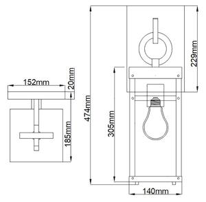 Quintiesse QN-PORTER-M-DZ - Външно стенно осветително тяло PORTER M 1xE27/60W/230V IP44 черно