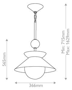 Quintiesse QN-SAUCER-1P-M-AB-OPAL-Полилей на тръба SAUCER M 1xE27/40W/230V златист