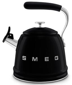 Свирещ чайник Smeg CKLW2001BL, 2.3 л, Индукция, Ненагряваща се дръжка, Стомана, Черен