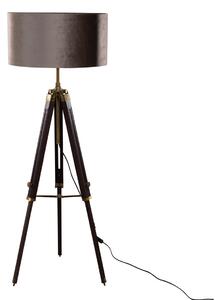 Vloerlamp messing tripod met velours kap taupe 50cm - Cortin