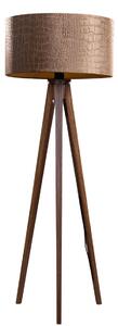 Vloerlamp tripod walnoot hout met velours kap krokodil 50cm - Tripod Classic