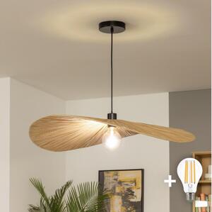 Brilagi - LED полилей на кабел CERIA BOHO 1xE27/40W/230V, диаметър 80 см, рафия