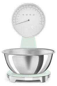 Кухненска везна Smeg KSF01PGWW, Аналогов и дигитален дисплей, До 5 кг/5 л, ТАРА, LED дисплей, Противоплъзгаща се основа, Автономия до 36 часа, Пастелно зелен