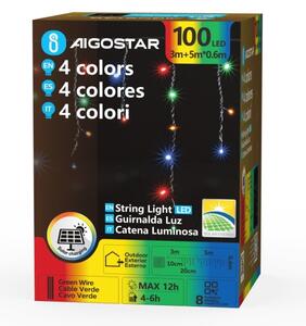 Aigostar - LED соларен коледен гирлянд 100xLED/8 функции 8m 800 mAh IP65 многоцветен