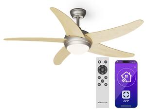 Klarstein Bolero 2 в 1 Smart, вентилатор за таван, Ø 132 cm, светлина 55 W, дистанционно управление, управление чрез приложение, двупосочно управление