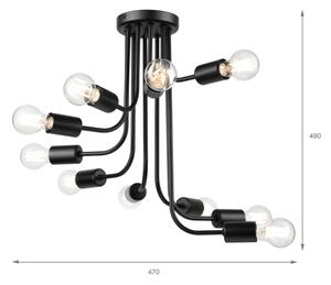 Полилей за повърхностен монтаж TRINITY 10xE27/15W/230V черен