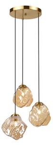 Полилей на кабел CRISTAL 3xE14/15W/230V месинг/опушено бежово