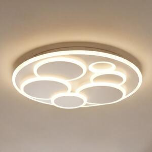 FISCHER & HONSEL LED таванна лампа Dots, бяла, Ø 50 cm, метал/акрил, CCT, Затъмняване, Бял, Дневна/трапезария, Метал, Модерен