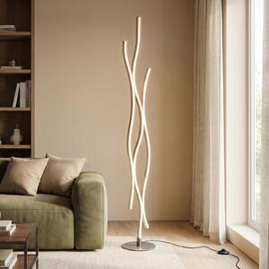 Trio Lighting Подова лампа Blaze LED с димер, CCT, алуминий, Затъмняване, Металик, Дневна/трапезария, Метал, Модерен