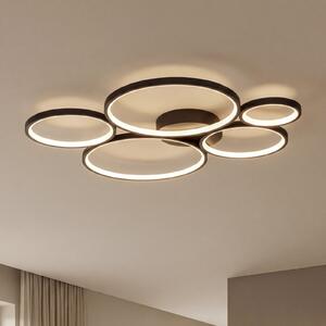 Trio Lighting LED лампа за таван Rondo, матово черно, Затъмняване, Черен, Дневна/трапезария, Метал, Модерен