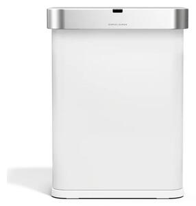 Безконтактно стоманено кошче за боклук в матово бял цвят 58 l Sensor – simplehuman