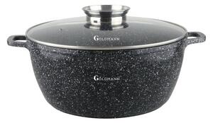 Тенджера Goldmann GM-0320, вместимост 2.3 l, 20 cm диаметър, алуминий, капак, черна