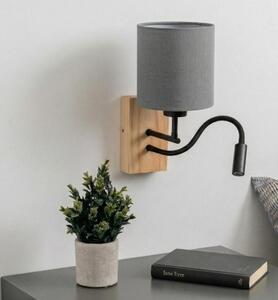 Brilagi - LED стенна лампа NUBILA WOOD 1xE27/25W/230V + LED/3W дъб/черен/св. сив