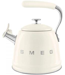 Свирещ чайник Smeg WKF01CR, 2.3 л, Индукция, Ненагряваща се дръжка, Стомана, Крем