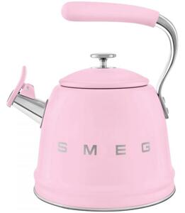 Свирещ чайник Smeg WKF01PK, 2.3 л, Индукция, Ненагряваща се дръжка, Стомана, Розов