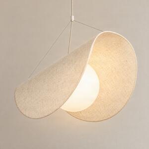 Lucande LED висяща лампа „Tamani“ от Lucande, бежова, лен, с функция „dim to warm“, Затъмняване, Бежов, Дневна/трапезария, Плат / текстил, Дизайн