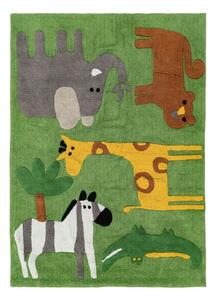 Зелен памучен детски килим подходящ за пране 120x160 cm Animals – Ixia