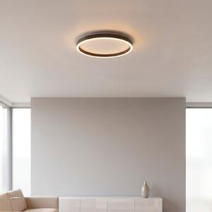 JUST LIGHT. GmbH LED таванна лампа „Madlen“, черна, Ø 40 см, алуминий, 3 000 K, с регулиране на, Затъмняване, Черен, Дневна/трапезария, Метал, Модерен