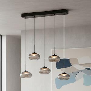 JUST LIGHT. GmbH LED висяща лампа „Noctis“, 5-лампова, димно-сива, стъкло, с регулиране на, Затъмняване, Сив, Дневна/трапезария, Стъкло, Модерен