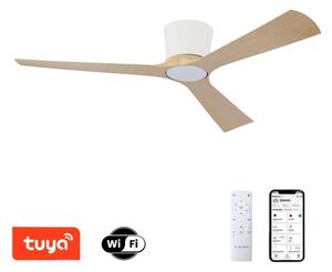 ZEVENTI - LED таванен вентилатор AUREX LED/24W/230V Wi-Fi Tuya бял/дъб + с дистанционно управление