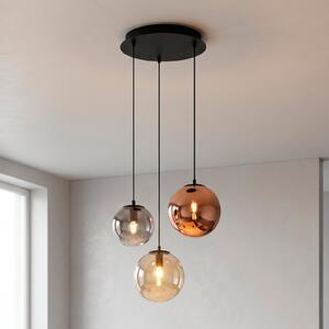 JUST LIGHT. GmbH Висяща лампа „Shiny“, с 3 лампи, кръгла, многоцветна, стъкло, E14, Затъмняване, Черен, Дневна/трапезария, Стъкло, Висулки в пакет