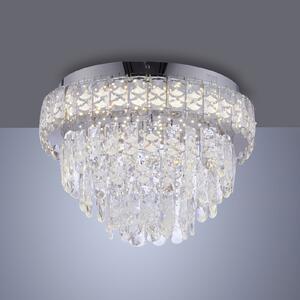 JUST LIGHT. GmbH LED таванна лампа „Kulunka“, хром/прозрачно, желязо/стъкло, 4 000 K, Хром, Дневна/трапезария, Неръждаема стомана