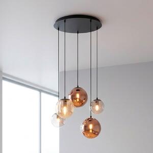 JUST LIGHT. GmbH Висяща лампа „Shiny“, с 5 лампи, кръгла, многоцветна, стъклена, E14, Затъмняване, Черен, Дневна/трапезария, Стъкло, Висулки в пакет
