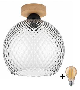 BRILAGI - LED Таванно осветително тяло R GLASS 1xE27/60W/230V Ø 25 см дъб/димно сиво