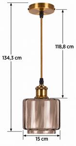 BRILAGI-LED Полилей на кабел RETRO GLASS 1xE27/60W/230V Ø 15 см златист/пушено бежово