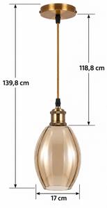 BRILAGI-LED Полилей на кабел RETRO GLASS 1xE27/60W/230V Ø 17 cm златист/димно бежово