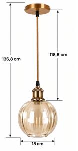 BRILAGI -LED Висяща лампа на кабел RETRO GLASS 1xE27/60W/230V Ø 18 см златист/димчато кафяво