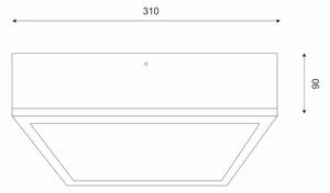Плафон NATURAL SQUARE 2xE27/15W/230V 31x31 см бор/черен