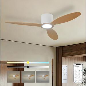 ZEVENTI - LED таванен вентилатор VENTORA LED/24W/230V Wi-Fi Tuya бял/дъб + дистанционно управление