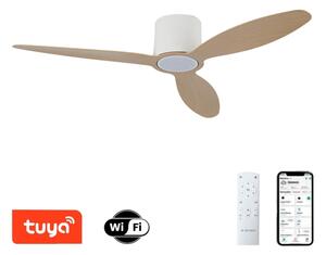 ZEVENTI - LED таванен вентилатор VENTORA LED/24W/230V Wi-Fi Tuya бял/дъб + дистанционно управление