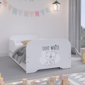 Качествено детско легло с плюшено мече LOVE WHITE 140 х 70 см