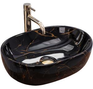 Умивалник за плот Rea Amelia Black Marble shiny