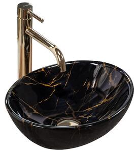 Умивалник за плот Rea Sofia Mini Black Marble Shiny