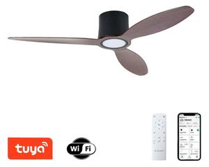 ZEVENTI - LED таванен вентилатор VENTORA LED/24W/230V Wi-Fi Tuya черен/орех + дистанционно управление
