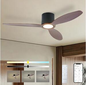 ZEVENTI - LED таванен вентилатор VENTORA LED/24W/230V Wi-Fi Tuya черен/орех + дистанционно управление