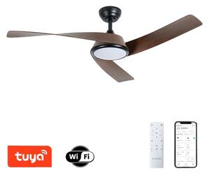 ZEVENTI - LED таванен вентилатор AERYS LED/24W/230V Wi-Fi Tuya черен/орех + дистанционно управление