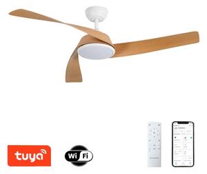 ZEVENTI - LED таванен вентилатор AERYS LED/24W/230V Wi-Fi Tuya бял/дъб + дистанционно