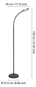 Eglo 902176 - Димируема LED подова лампа LAURO LED/5,5W/230V 2700/4000/6500K черна